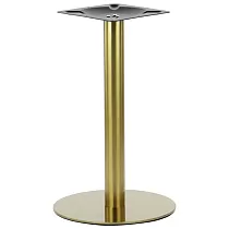 Central table leg made of stainless steel metal, gold color, height 72.5 cm, base diameter 45 cm