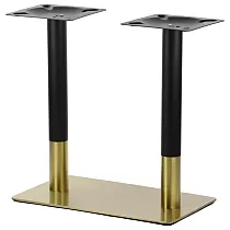 Kahekordne metallist lauaalus suurtele pindadele, kullavärvi roostevabast terasest kattega põhjaplaat 70x40 cm, kõrgus 72,5 cm