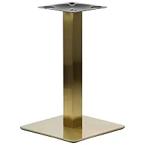 Bordsfot i guldfärg, med fyrkantig pelare, bottenplatta 45x45 cm, höjd 72,5 cm, för bordsskivor 70x70 cm
