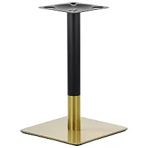 Base de mesa de metal em uma combinação de cor dourada e preta, placa inferior 45x45 cm, altura 72,5 cm, adequada para tampos de mesa 70x70 cm