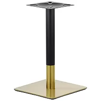 Kovová stolová podnož v kombinaci zlaté a černé barvy, spodní deska 45x45 cm, výška 72,5 cm, vhodné pro desky stolu 70x70 cm