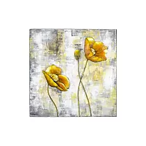 Quadro 3d in metallo, opera darte, fiori gialli, in tonalità pastello, dimensioni 60x60 cm