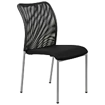 Conferentiestoel in zwarte kleur met chromen frame, ademende mesh rugleuning en gestoffeerde zitting, set van 14 stoelen
