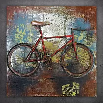 Arta de perete metalica 3D, imagine mare, Bicicleta sport, dimensiuni 120x120 cm