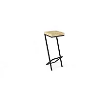 Tabouret de bar, base en métal, assise en bois, hauteur 75 cm