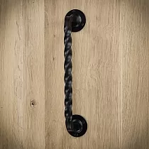 Tirador metálico trenzado fabricado en acero para puertas correderas, color negro, altura 29 cm, peso 510 gramos, juego de 2 piezas.