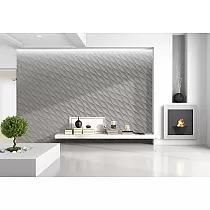 3D dekorativ Mauer Polystyrol Panelen Relax, 60x60cm, wäiss Faarf, bemalbar, Set vun 12 Stéck. 4,32 m2