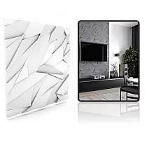 Keskin, köşeli geometrik şekillere ve heykelsi, fütüristik bir havaya sahip 3D dekoratif duvar polistiren panelleri, 60x60cm, beyaz renk, boyanabilir, 12 parçadan oluşan set. 4,32 m2