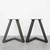 3D-Tischbeine aus Metall aus Stahl, Höhe 45 cm, Gesamtbreite 46 cm, schwarz oder mit Stahleffekt, 2er-Set.