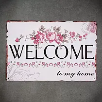 Assiette murale décorative, WELCOME FLOWER, 30x20 cm