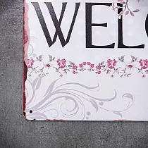Assiette murale décorative, WELCOME FLOWER, 30x20 cm