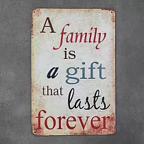 Decoratief wandbord, FAMILY IS A GIFT, 30x20 cm