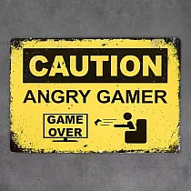 Decoratief wandbord, ANGRY GAMER 1, 30x20 cm