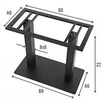 Metallist kahe jalaga lauaalus terasest, kõrgus 72 cm, alumine plaat 80x40 cm, lauaplaadi suurusele kuni 110x60 cm, värvus must