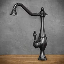 Torneira de pia de latão preto, altura 36 cm, comprimento do bico 22,5 cm