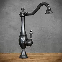 Black brass sink faucet, height 36 cm, spout length 22.5 cm