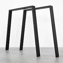 Patas de mesa de metal en color negro PI Light, tamaño 72x75 cm, juego de 2 uds.