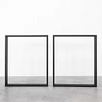 Quadratmetall Dëschbeen Square-Light, schwaarz Faarf, mat Dimensiounen 60x71 cm, Set vun 2 Stéck.