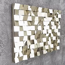3D seinätaide Mosaiikki, kullanvärinen, koko 75x102 cm