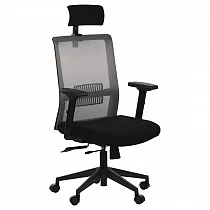 Chaise de bureau, chaise dordinateur avec réglage en hauteur de lappuie-tête et des accoudoirs, avec dossier en résille, noir-gris