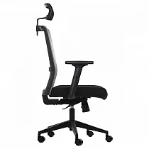 Silla de oficina, silla de ordenador con regulación de altura para reposacabezas y reposabrazos, con respaldo de malla, color negro-gris