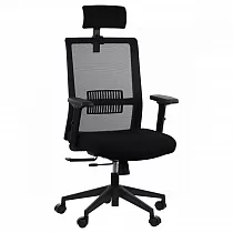 Biroja krēsls, datorkrēsls grozāms, regulējams krēsls ar sietiņa atzveltni, riverton M/H, melnā krāsā