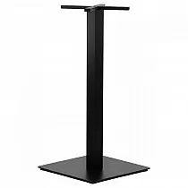Centralt bordben af metal, sort farve, bundmål 50x50 cm, højde 110 cm