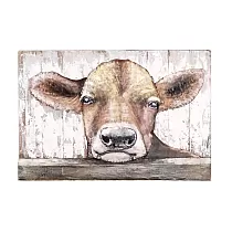 Œuvre dart en métal 3D Veau , largeur 90 cm, hauteur 60 cm, poids 8 kg