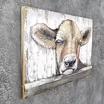 Opera darte in metallo 3D Vitello, larghezza 90 cm, altezza 60 cm, peso 8 kg