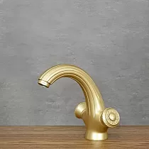 Baterie pentru chiuvetă în stil retro din alamă de culoare alamă antică, înălțime 16 cm, lungime bec 11 cm