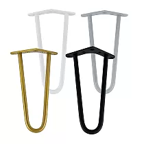 Vlásenky na konferenčný stolík z dvoch oceľových tyčí Ø10 mm, výška 30 cm - sada 4 nožičiek, farby čierna, biela, šedá, zlatá