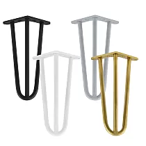 Stalo kojelės Plaukų segtuko tipo iš trijų Ø10mm strypų, aukštis 30 cm - rinkinys iš 4 kojų, spalvos juoda, balta, pilka, auksinė