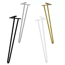 Vlásenky na konferenčný stolík z dvoch oceľových tyčí Ø10 mm, výška 43 cm - sada 4 nožičiek, farby čierna, biela, šedá, zlatá