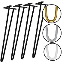 Tischbeine Hairpin Ø10 mm mit zwei Stangen, Höhe 51 cm - Set mit 4 Beinen, Farben schwarz, weiß, grau, gold