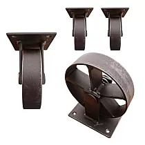Ruedas decorativas de acero para muebles de 115 mm de diámetro, altura total de 130 mm, juego de 4 ruedas