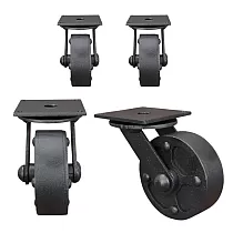 Roulettes de meubles décoratives sans acier, couleur noire, hauteur 90mm 4 pcs