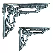 Suport de raft din fonta, suport cu inaltimea de 16 cm si adancimea de 20 cm, suport era victoriana - set de 2 bucati.