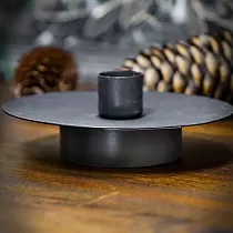 Metallist ümmarguse põhjaga seisuküünlajalg, must värv, mõõdud 5x16 cm, komplektis 6 tk.
