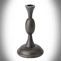 Massive cast iron standing candlestick for a narrow candle, black color, dimensions 17x26 cm, set of 2 pcs.