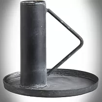 Stilistischer mittelalterlicher Leuchter aus Gusseisen mit runder Basis und Griff, Abmessungen 111 x 12,5 mm, Set mit 4 Stück.