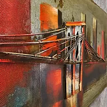 Cuadro de pared de metal 3D, decoración de pared Puente de Brooklyn, dimensiones 180x56 cm