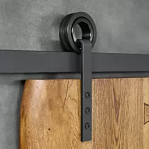 Système de porte coulissante pour portes en bois en acier, couleur noire, pour portes jusqu'à 130 kg, longueur 2 mètres, fixé au mur
