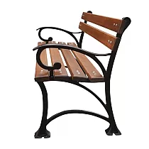Čuguna atpūtas dārza, parka soliņš Grace ar roku balstiem, impregnētie alkšņa dēļi, garums 150 cm, 45 kg