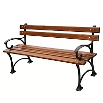 Banco de hierro fundido Grace para parques y jardines con reposabrazos, tablas de aliso impregnado, longitud 150 cm, 45 kg