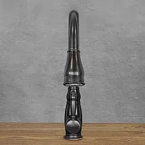 Retro-Stil Kichen Mixer Krunn aus Messing mat eraushuelbare Auslaaf, schwaarz Faarf, Héicht 40 cm