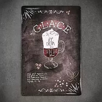 Decorative metal wall plaque, GLACE COFFEE, 20x30 cm