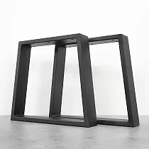 Pata de mesa de metal en forma de trapecio de acero, altura 45 cm, ancho 40 cm, 2 piezas en el juego