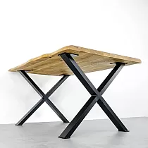 Robustna, elegantna in minimalistična kovinska mizna noga v obliki črke X iz jekla, črne barve, višina 71 cm, širina 82 cm, komplet 2 kosov.