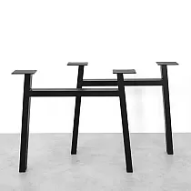 Stålbordsben H-form, svart färg, höjd 71 cm, bredd 82 cm, set med 2 st