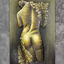 Décoration murale en métal 3D, image, femme nue de dos, dimensions 60x100 cm